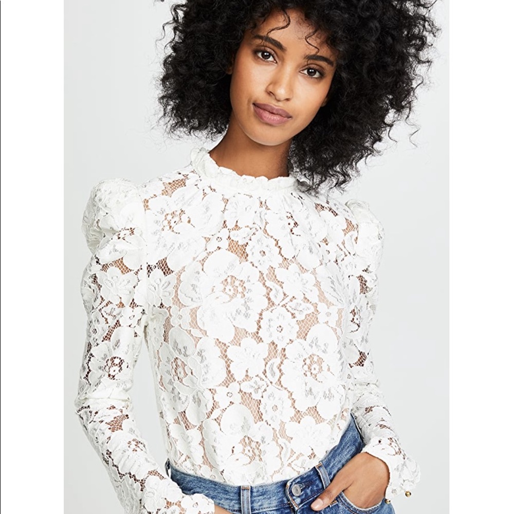 Wayf Puff Sleeve White Blouse